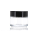 Round, Clear and Black Glass Jar, 100ml